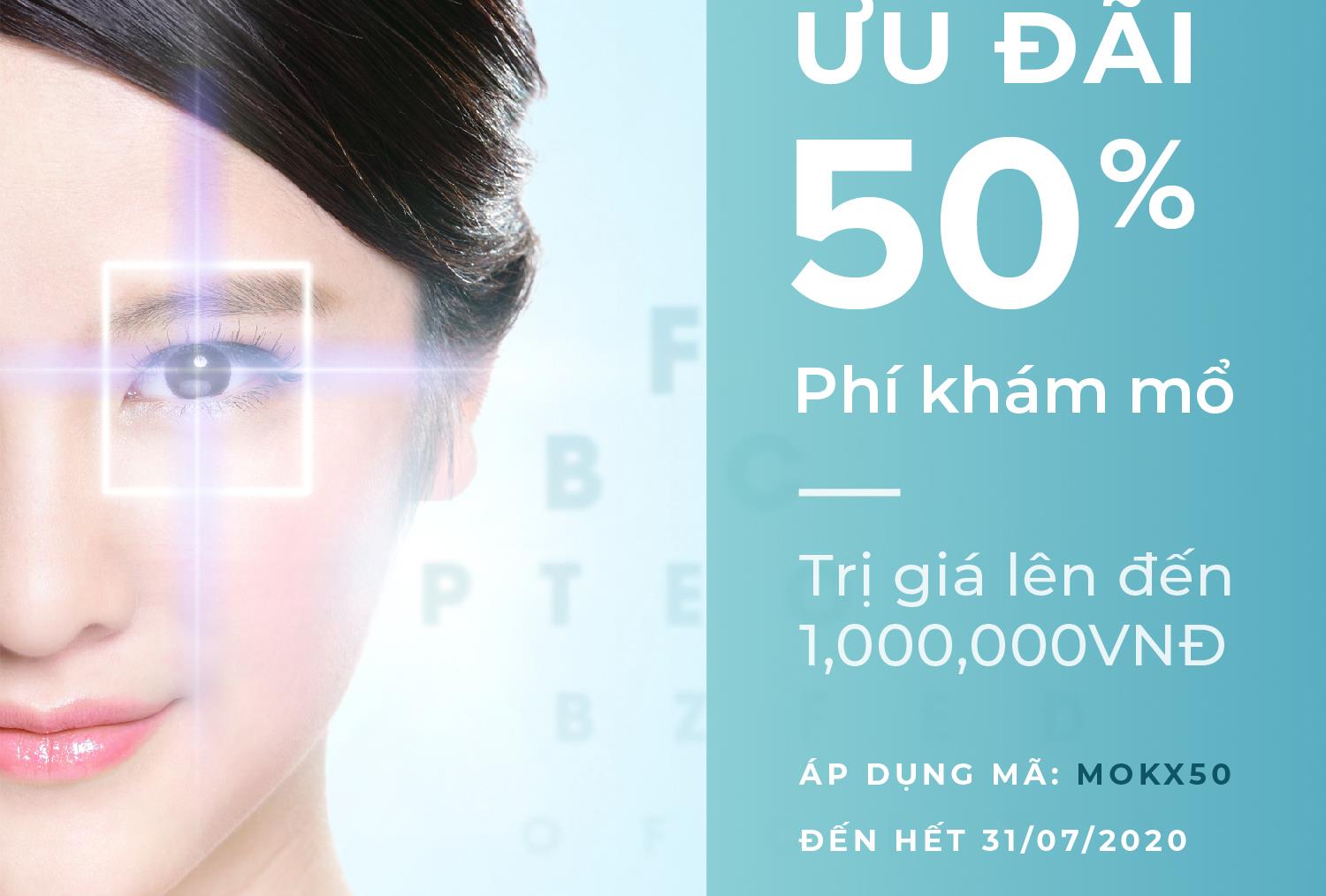 Tri ân khách hàng tặng 50% phí khám phẫu thuật khúc xạ và điều trị đục thủy tinh thể